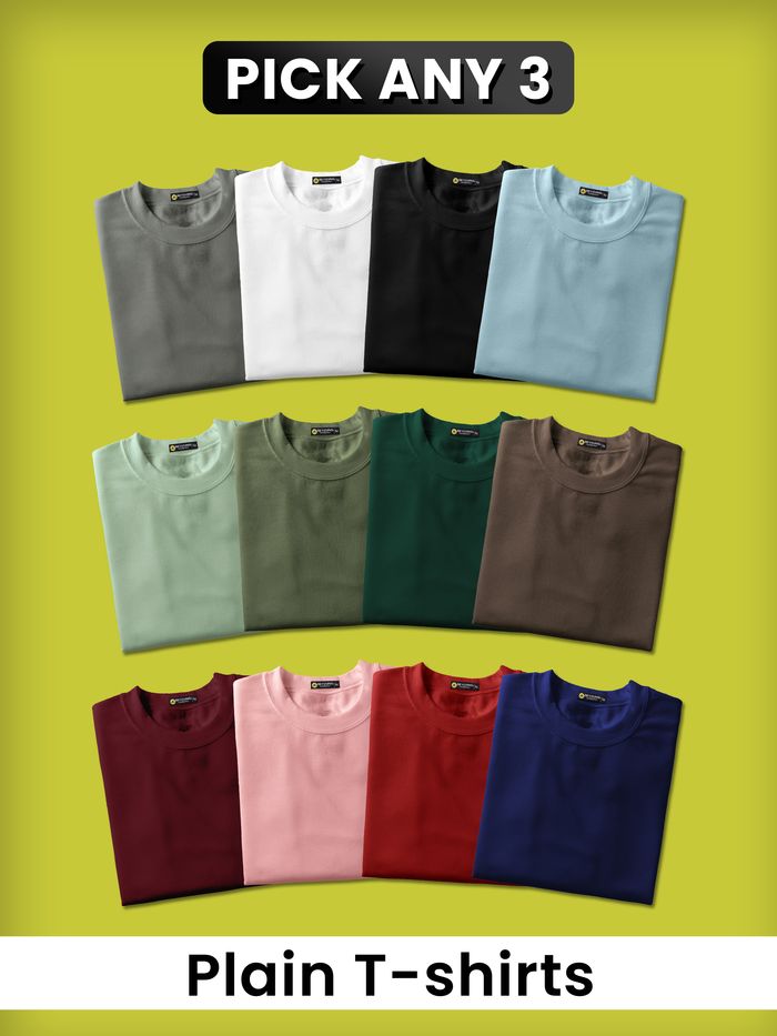 Pick Any 3- Plain T-shirt Combo 2.0